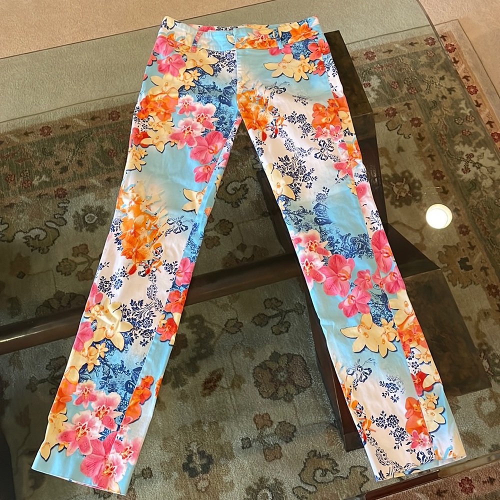 Tropical print slim fit pant